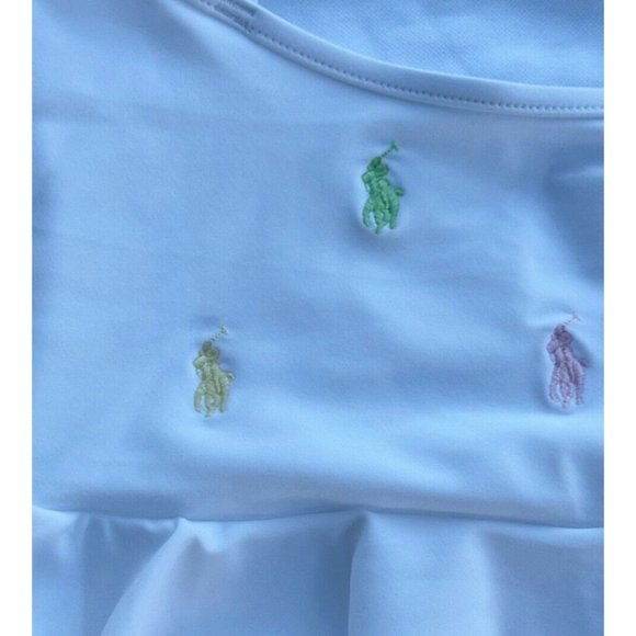 NWT Polo Ralph Lauren Girls Multi Color ALL OVER Polo Pony Embroidered SWIMSUIT - Picture 4 of 9